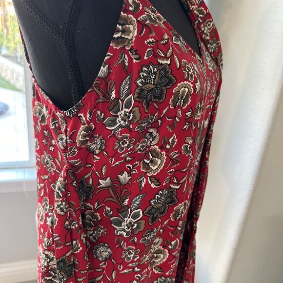 New Making the Cut S3 Ep5 Floral Sash Wrapped Midi Dress Draped Size Medium Red - Picture 7 of 14